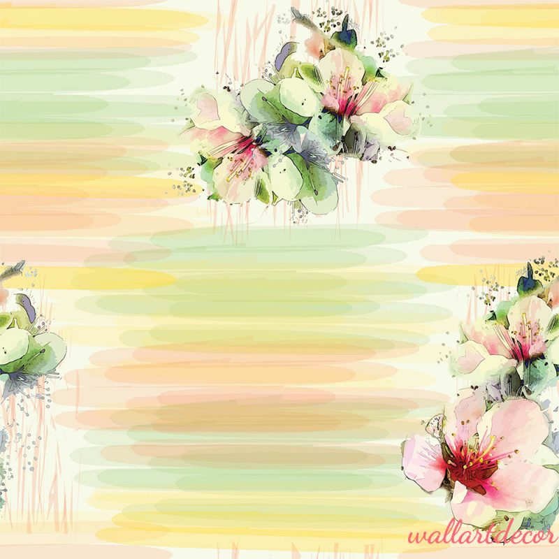 halvány színű csíkos és virágos tapéta 5