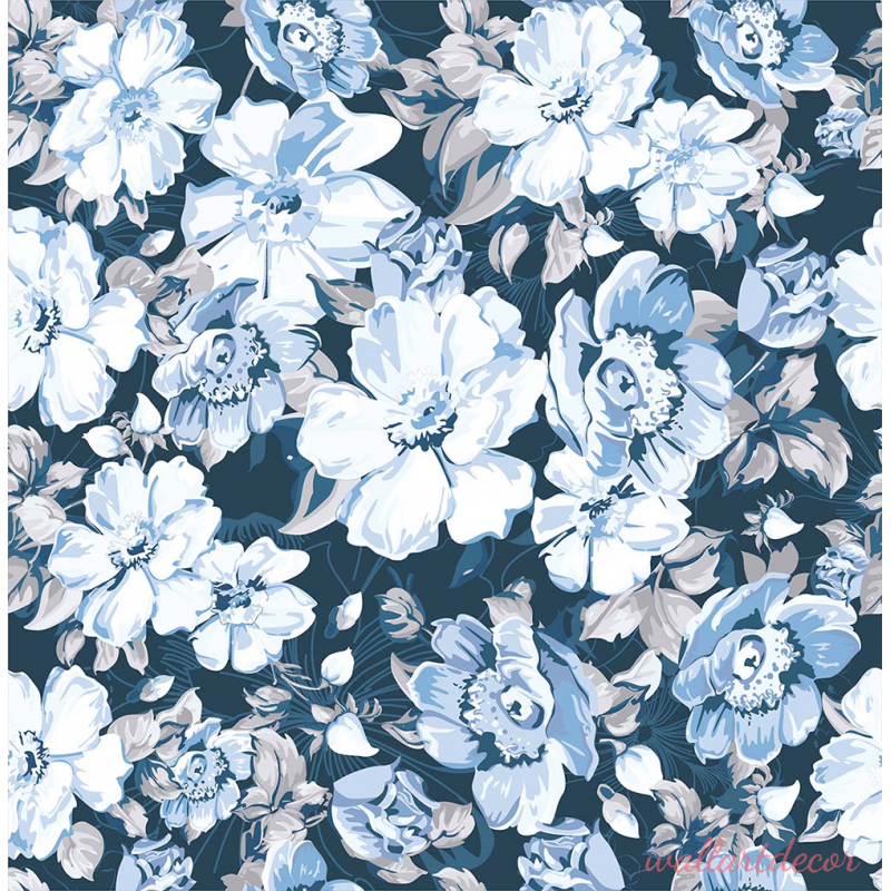 kék fehér virágok mintás tapéta 4