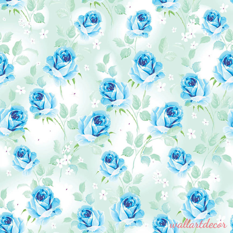 halvány kék rózsás tapéta 4