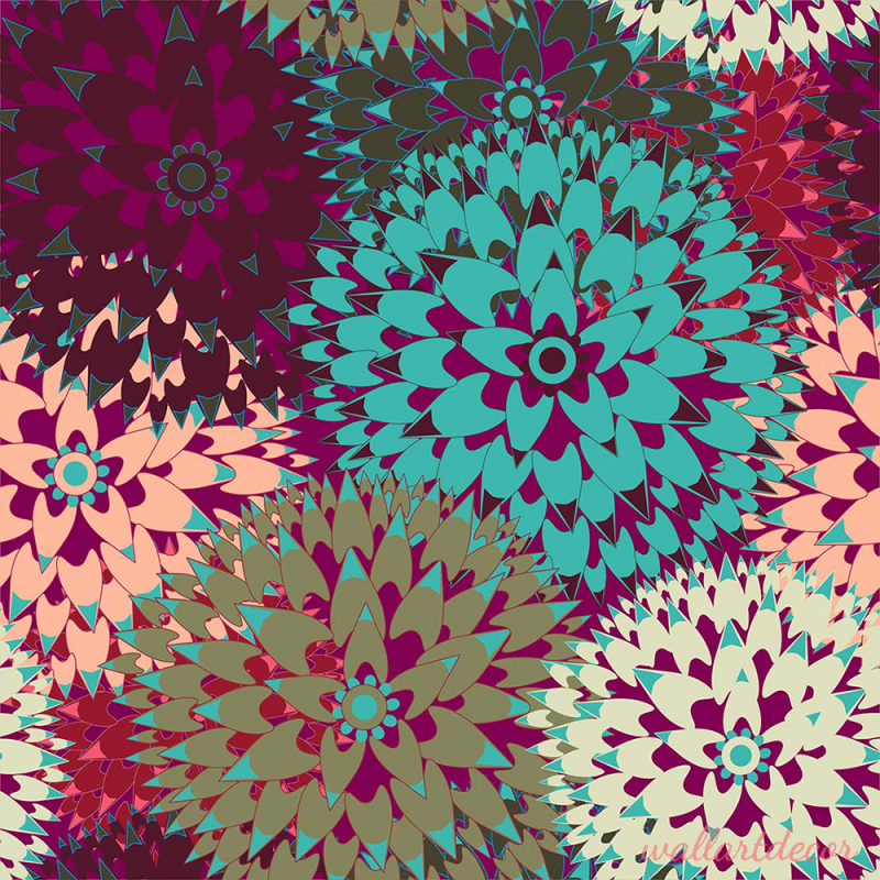 színes rajzolt virágok tapéta 8