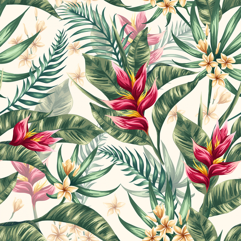 színes, trópusi virág mintás tapéta 8