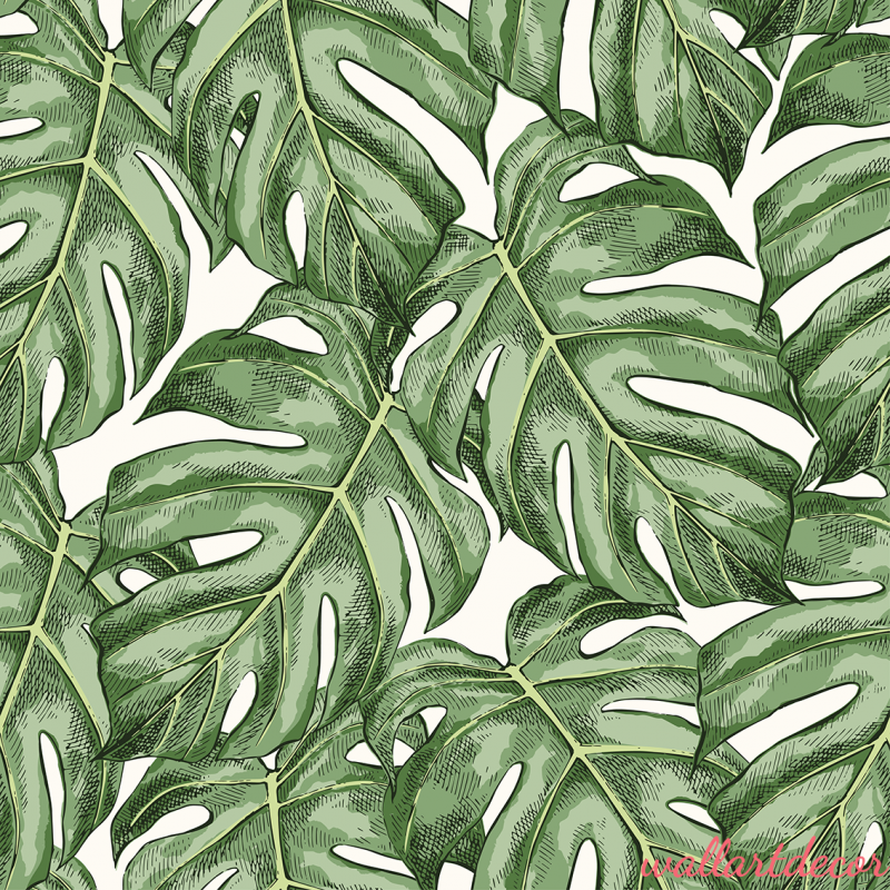 nagy méretű zöld levelek mintás tapéta 4