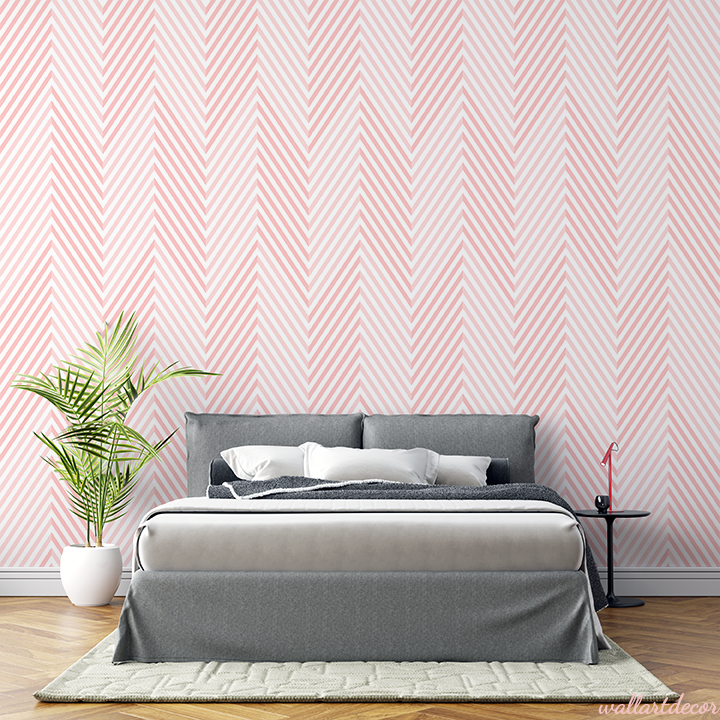 Halvány rózsaszín geometrikus mintás tapéta